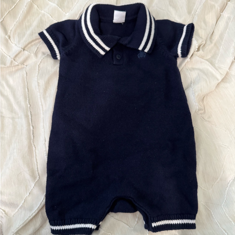 GAP Navy Blue Baby Bodysuit with White Trim